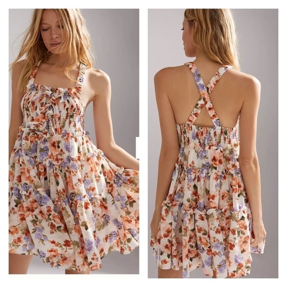 En Saison x Anthropologie Floral Bow Front Tiered Mini Dress NWT Women’s XS - Picture 5 of 14